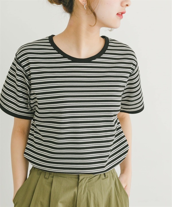 蜂巢華夫格橫紋T恤