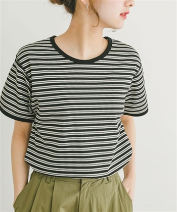 蜂巢華夫格橫紋T恤