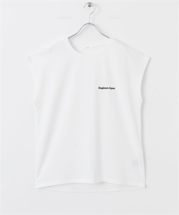 刺繡LOGO法式袖T恤(白色-FREE-WHITE)