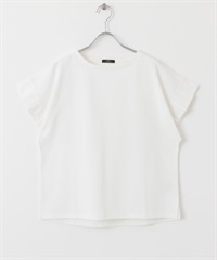 打褶袖T恤(白色-FREE-WHITE)