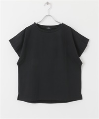 打褶袖T恤(黑色-FREE-BLACK)