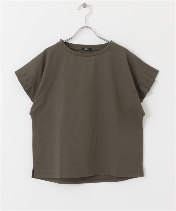 打褶袖T恤(摩卡色-FREE-MOCHA)