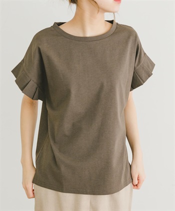 打褶袖T恤