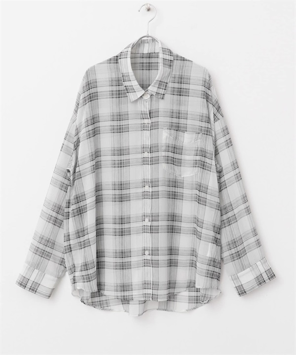透膚寬版襯衫(米色-FREE-OFF WHITE)