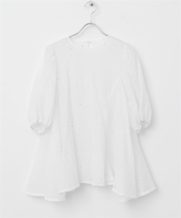 燙片透膚罩衫(白色-FREE-WHITE)