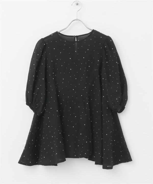 燙片透膚罩衫(黑色-FREE-BLACK)