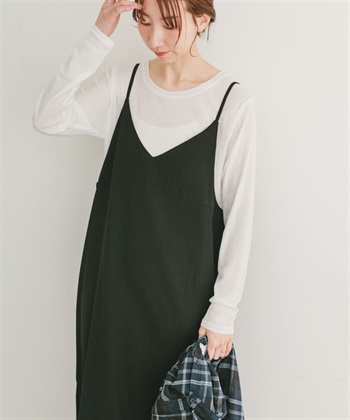 【成套組合】透膚圓領T恤 × 細肩帶洋裝