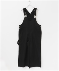 混麻料吊帶褲(黑色-FREE-BLACK)