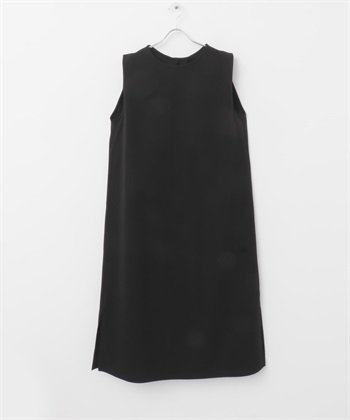 肩部打褶無袖洋裝(黑色-FREE-BLACK)