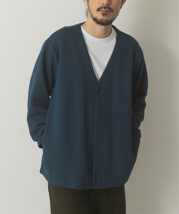 幾何緹花開襟衫