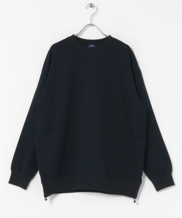 側邊口袋長袖羅馬布上衣(黑色-M-BLACK)