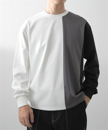 羅馬布拼接長袖上衣