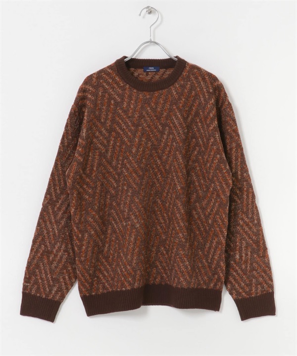 混色針織衫(棕色-M-BROWN)