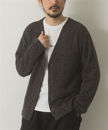 【成套組合】起毛混色紗開襟衫 × 刺繡長袖T恤