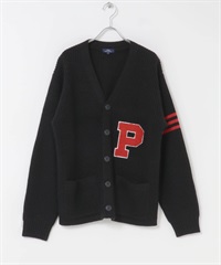 毛巾繡混羊毛開襟衫(黑色-M-BLACK)