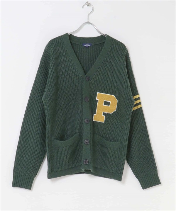 毛巾繡混羊毛開襟衫(綠色-M-GREEN)