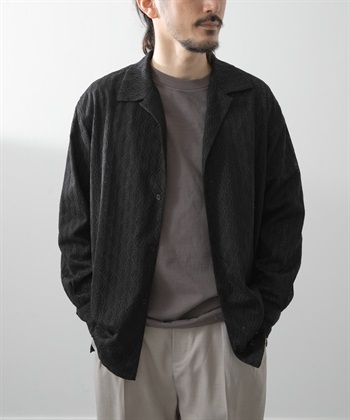 幾何蕾絲開領襯衫