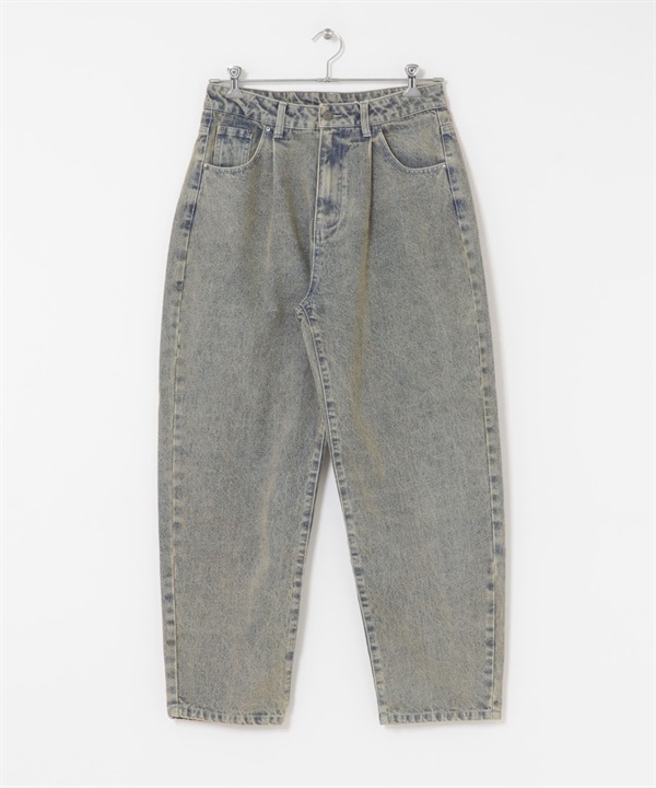 灰調寬版錐形牛仔褲(沙色-M-其他膚色)