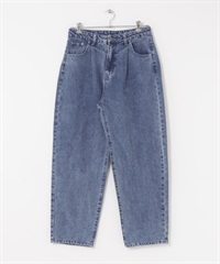 灰調寬版錐形牛仔褲(海洋色-M-其他藍色)