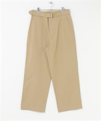 附腰帶寬褲(膚色-M-BEIGE)