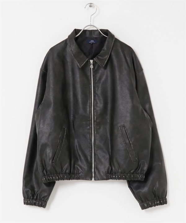 仿皮革拉鍊夾克(其它黑色-M-其他黑色)