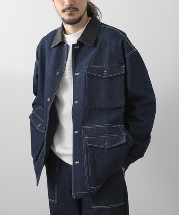 拼接領工裝夾克