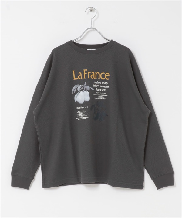 華夫格LOGO印花套衫(炭灰色-FREE-CHARCOAL GRAY)