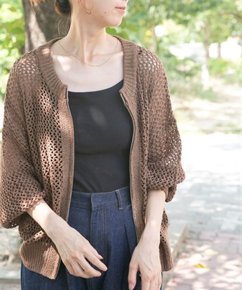 拉鍊網狀針織開襟衫