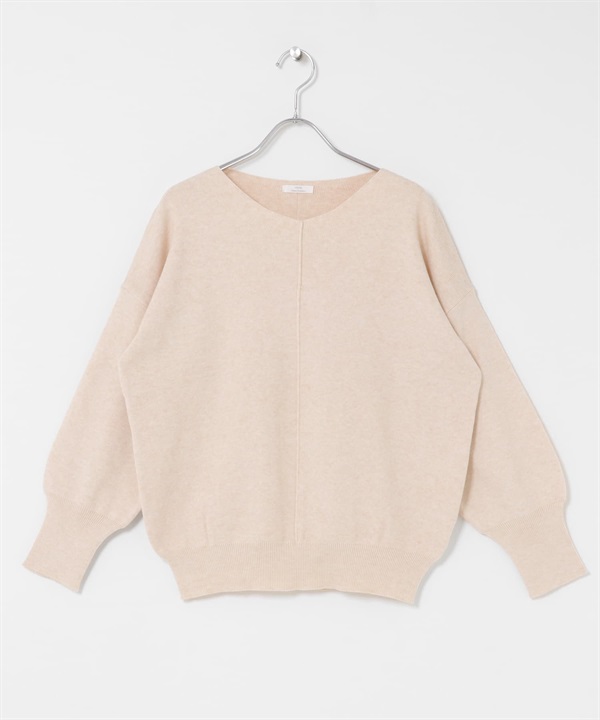 可機洗外接縫V領針織衫(米色-FREE-OFF WHITE)