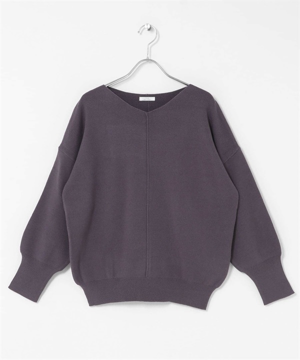 可機洗外接縫V領針織衫(紫色-FREE-PURPLE)