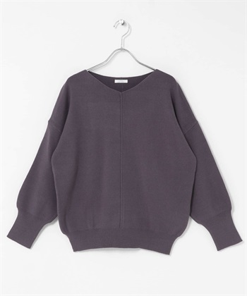 可機洗外接縫V領針織衫(紫色-FREE-PURPLE)