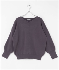 可機洗外接縫V領針織衫(紫色-FREE-PURPLE)