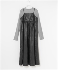 【成套組合】內搭上衣 × 細肩帶洋裝(灰色×黑色-FREE-其他灰色)