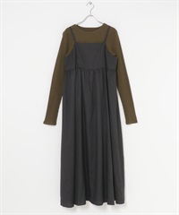 【成套組合】內搭上衣 × 細肩帶洋裝(棕色×黑色-FREE-其他棕色)