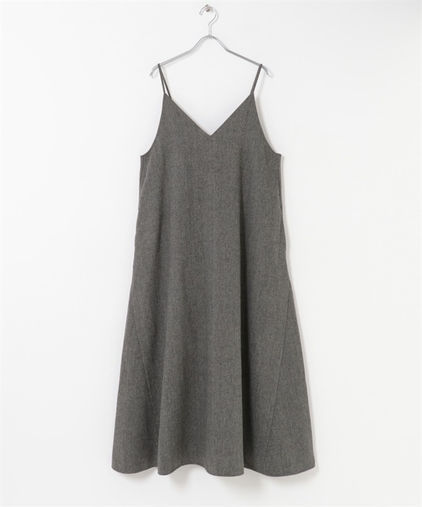 仿羊毛細肩帶洋裝(柄黑色-FREE-其他黑色)