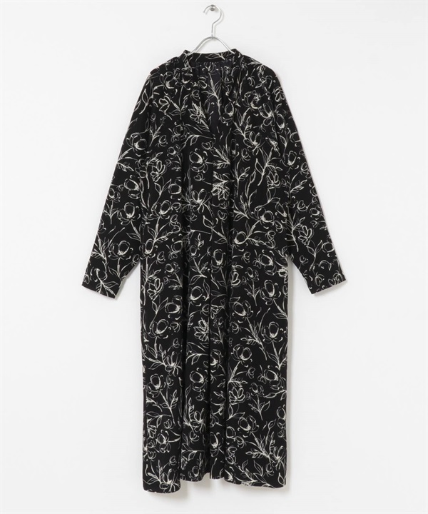 印花洋裝(黑色-FREE-BLACK)