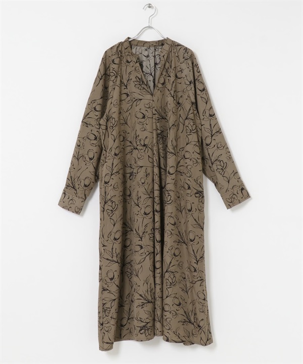 印花洋裝(棕色-FREE-BROWN)