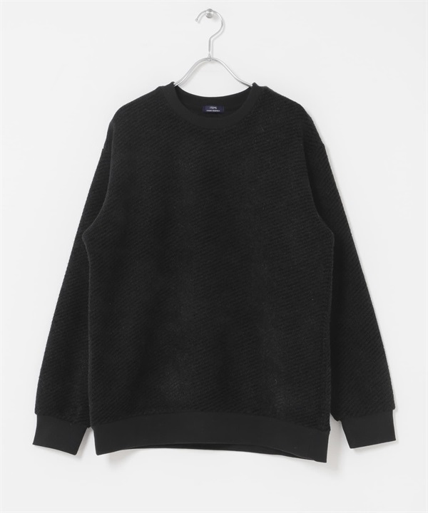 羽毛紗圓領針織衫(黑色-M-BLACK)