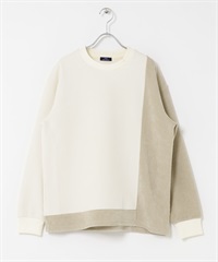 配色圓領上衣(象牙白-L-IVORY)