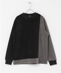 配色圓領上衣(黑色-M-BLACK)