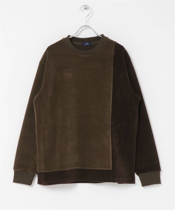 配色圓領上衣(膚色-M-BEIGE)