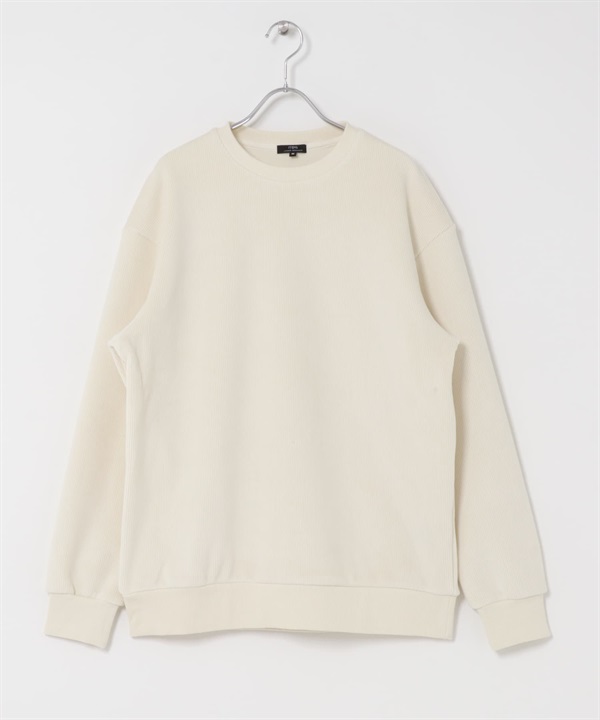 發熱機能畝條圓領上衣(白色-M-WHITE)