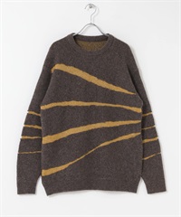 裂紋圓領針織衫(摩卡色-M-MOCHA)