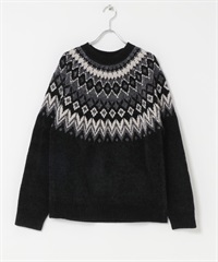 向心狀雪尼爾紗針織衫(黑色-M-BLACK)