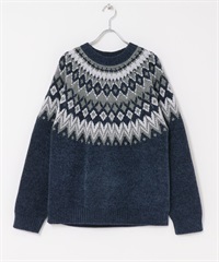 向心狀雪尼爾紗針織衫(藏青色-M-NAVY)