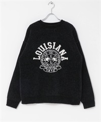 學院風LOGO雪尼爾紗針織衫(黑色-M-BLACK)