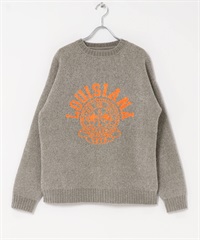 學院風LOGO雪尼爾紗針織衫(膚色-M-BEIGE)