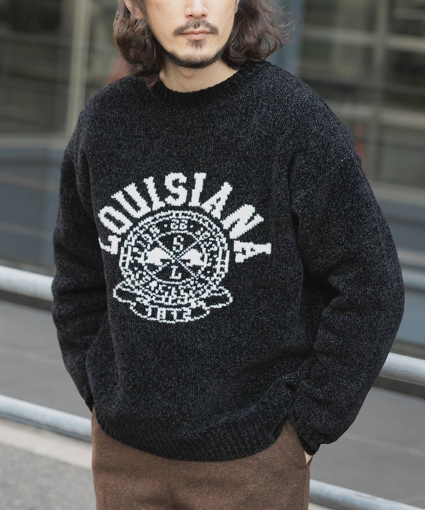 學院風LOGO雪尼爾紗針織衫