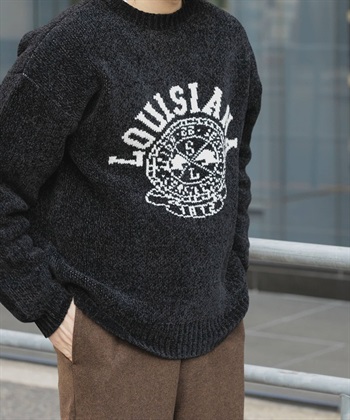 學院風LOGO雪尼爾紗針織衫