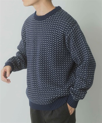 可機洗鳥眼花紋圓領針織衫